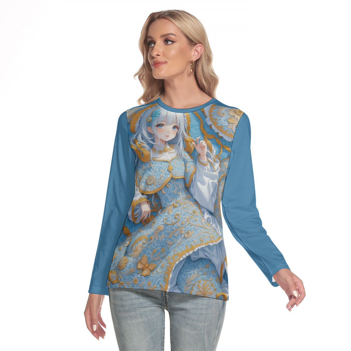 Fantasy Paisley Girl -- Women's O-neck Long Sleeve T-shirt