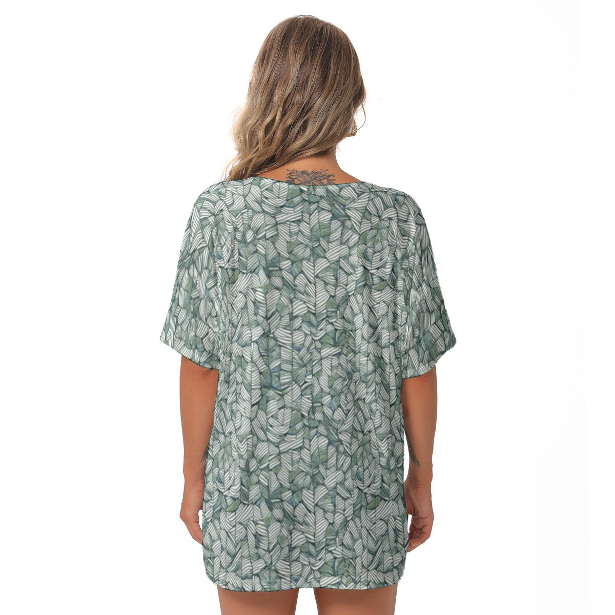 Water Lily -- Women's Bat Sleeves V-Neck Blouse
