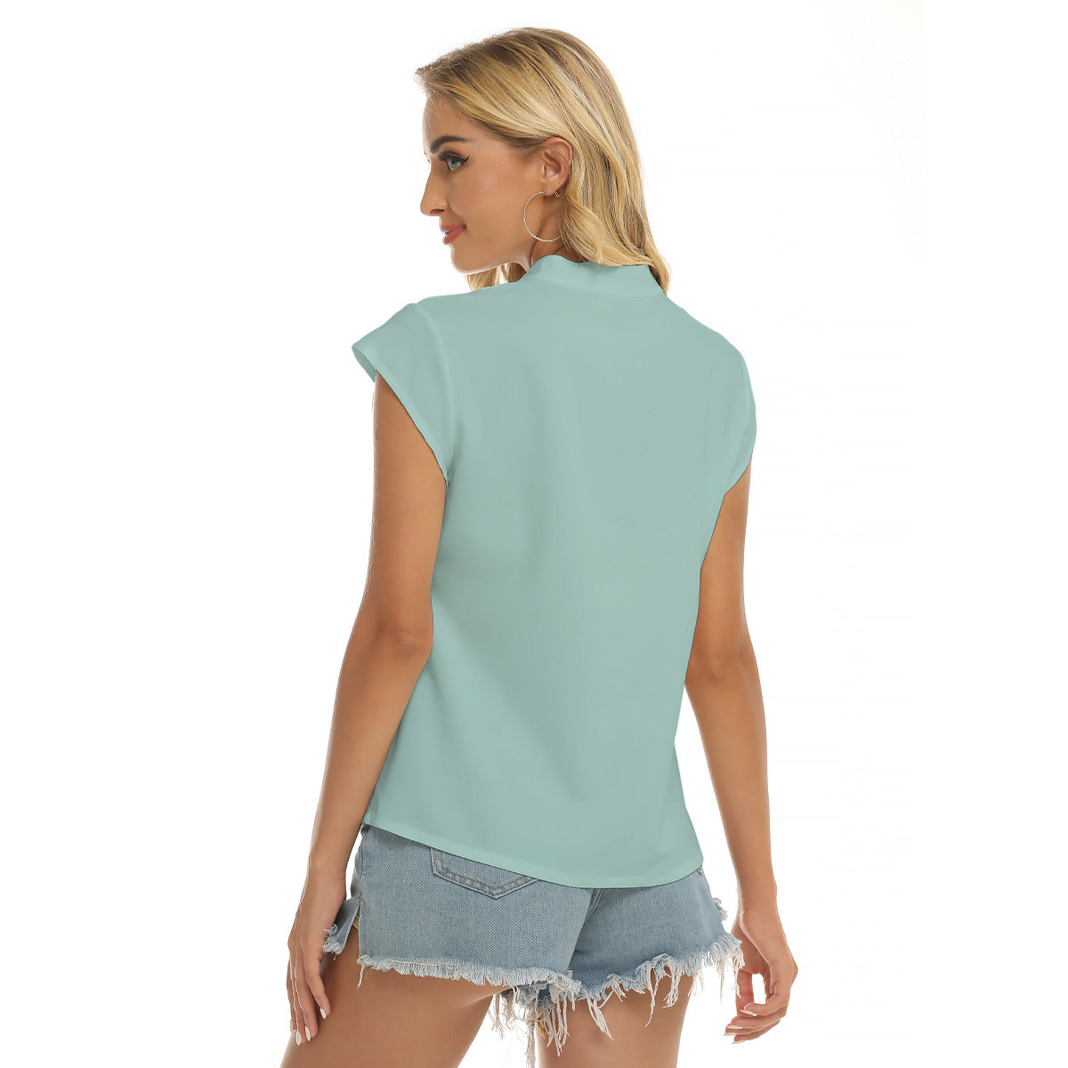 Waves -- Women's Stacked V-neck Short Sleeve Blouse