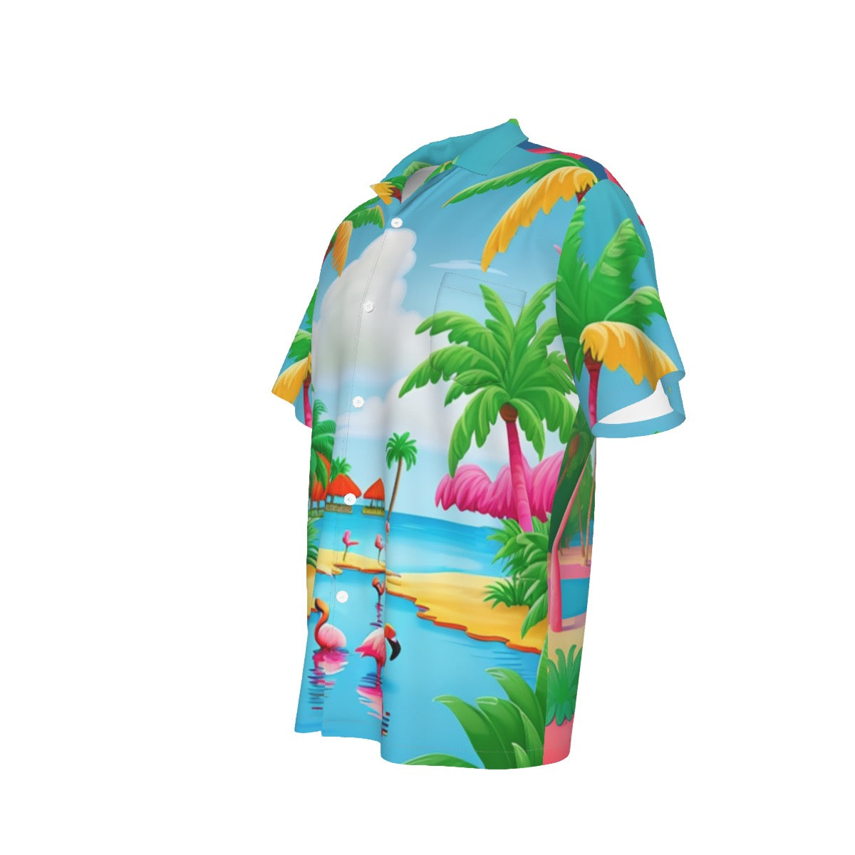 Flamingos -- Men's Hawaiian Shirt With Pocket