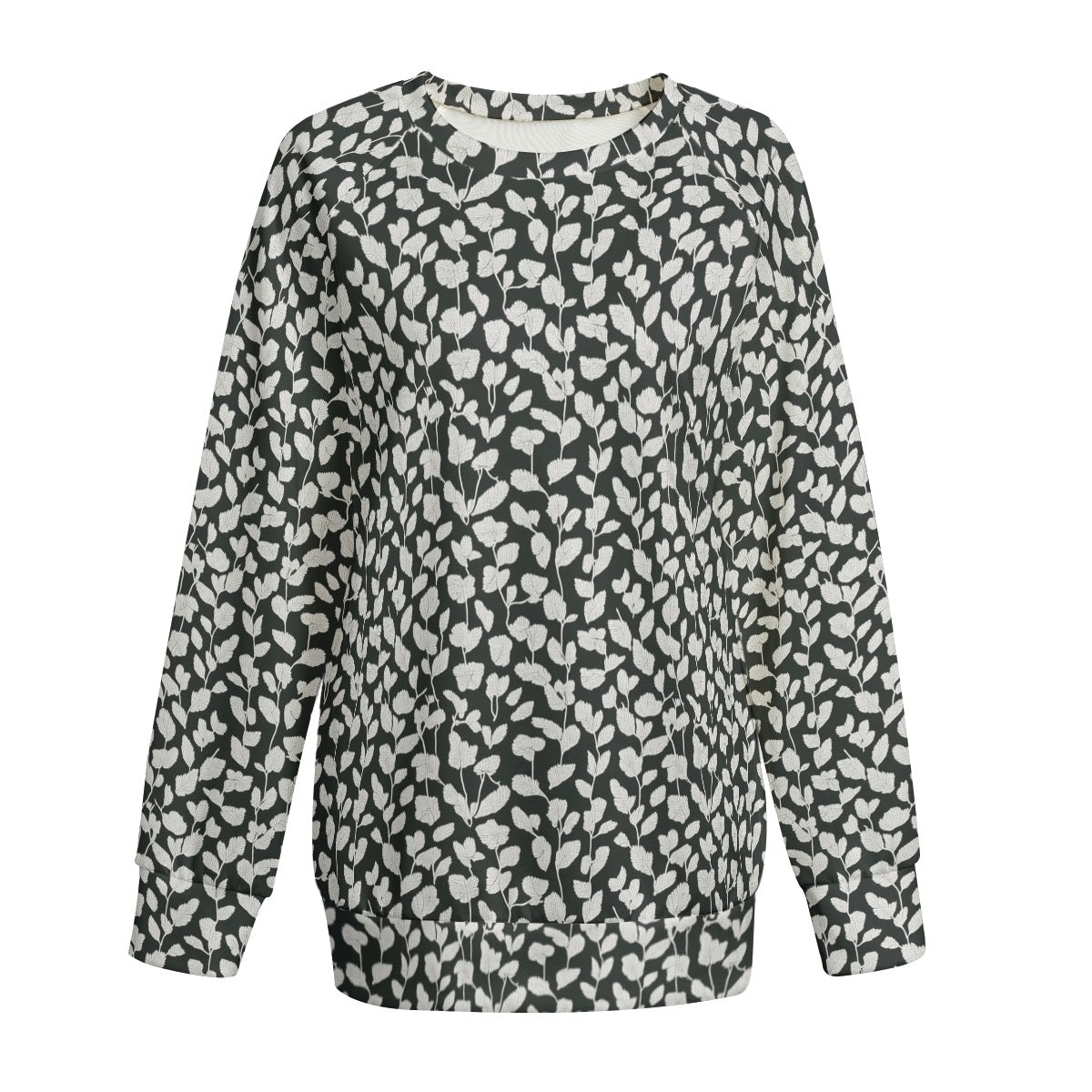B&W Leaves -- Women's Sweatshirt With Raglan Sleeve | Interlock