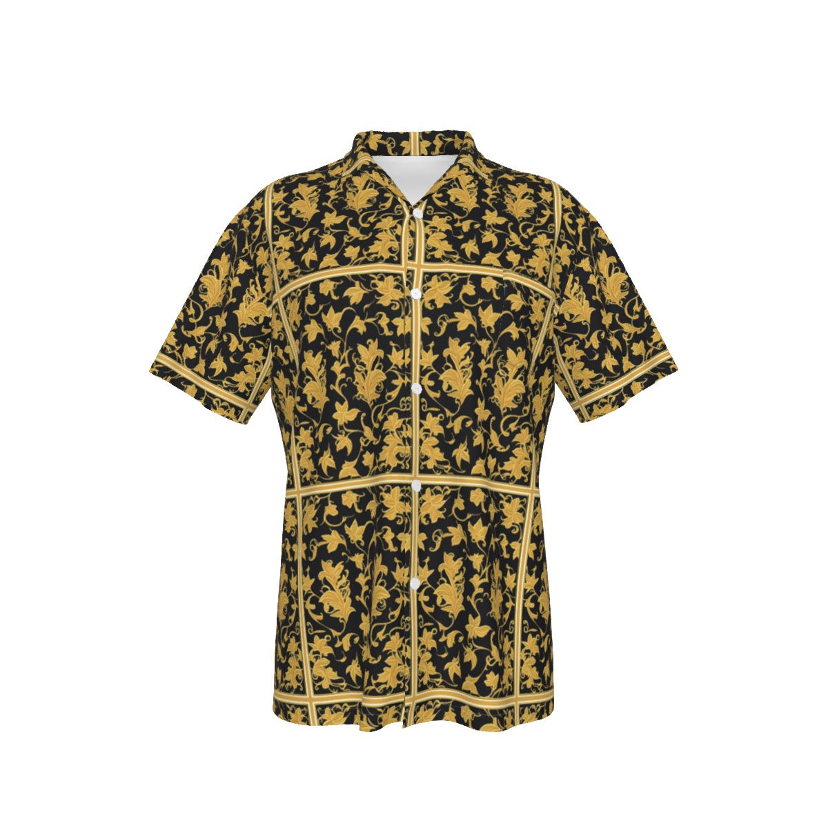 Gold on Black -- Men's Hawaiian Shirt With Pocket